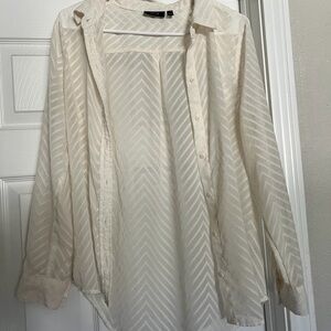 Apt. 9 Ivory Chevron Button-Down Shirt